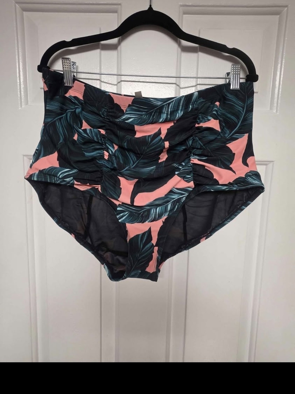 torrid Coral High-Waist Bikini Bottoms with Teal Leaf Print